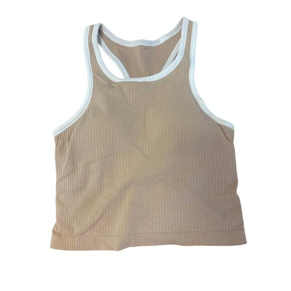 Lululemon Tank Top Beige with White Trim Womens Size 6 - Picture 1 of 4